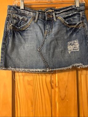 Lucky Brand Distressed Blue Denim Mini Skirt